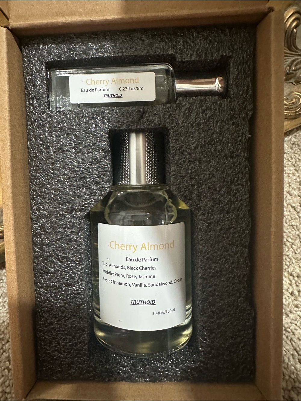 New In Box Truthoid Cherry Almond Dupe 3.4oz + 0.27oz